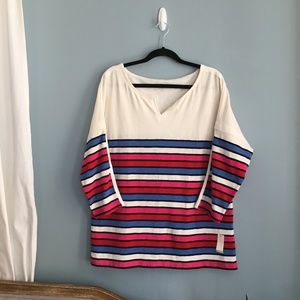 NWT Talbots Multi color striped tee Size Large